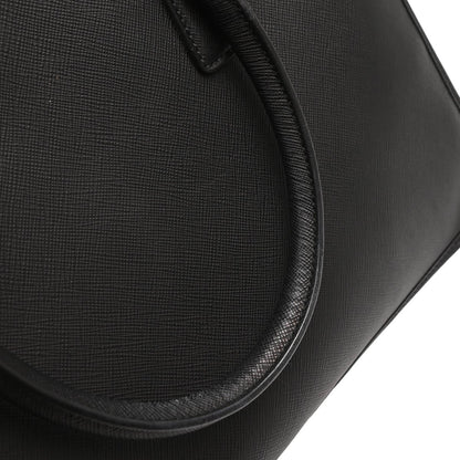 Prada Lux Double Zip Frame Tote Saffiano Leather, BLACK, LEATHER, Tote bag