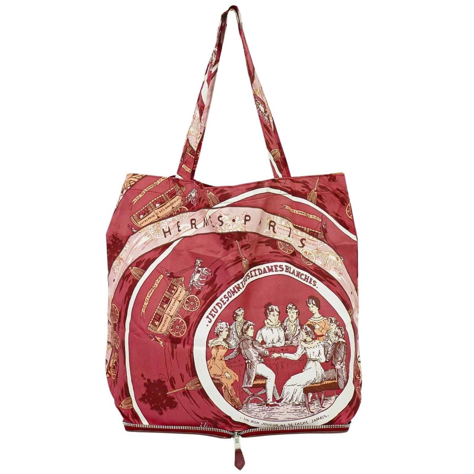 Hermes Silky Pop Tote Printed Silk, BURGUNDY, SILK, Tote bag
