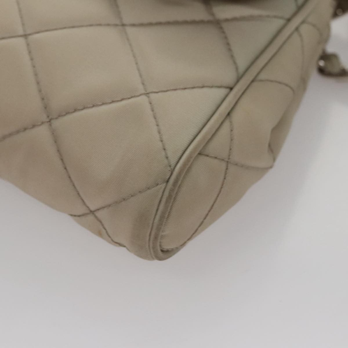 Prada Pushlock Chain Flap Bag Quilted Tessuto, BEIGE, NYLON, Shoulder bag