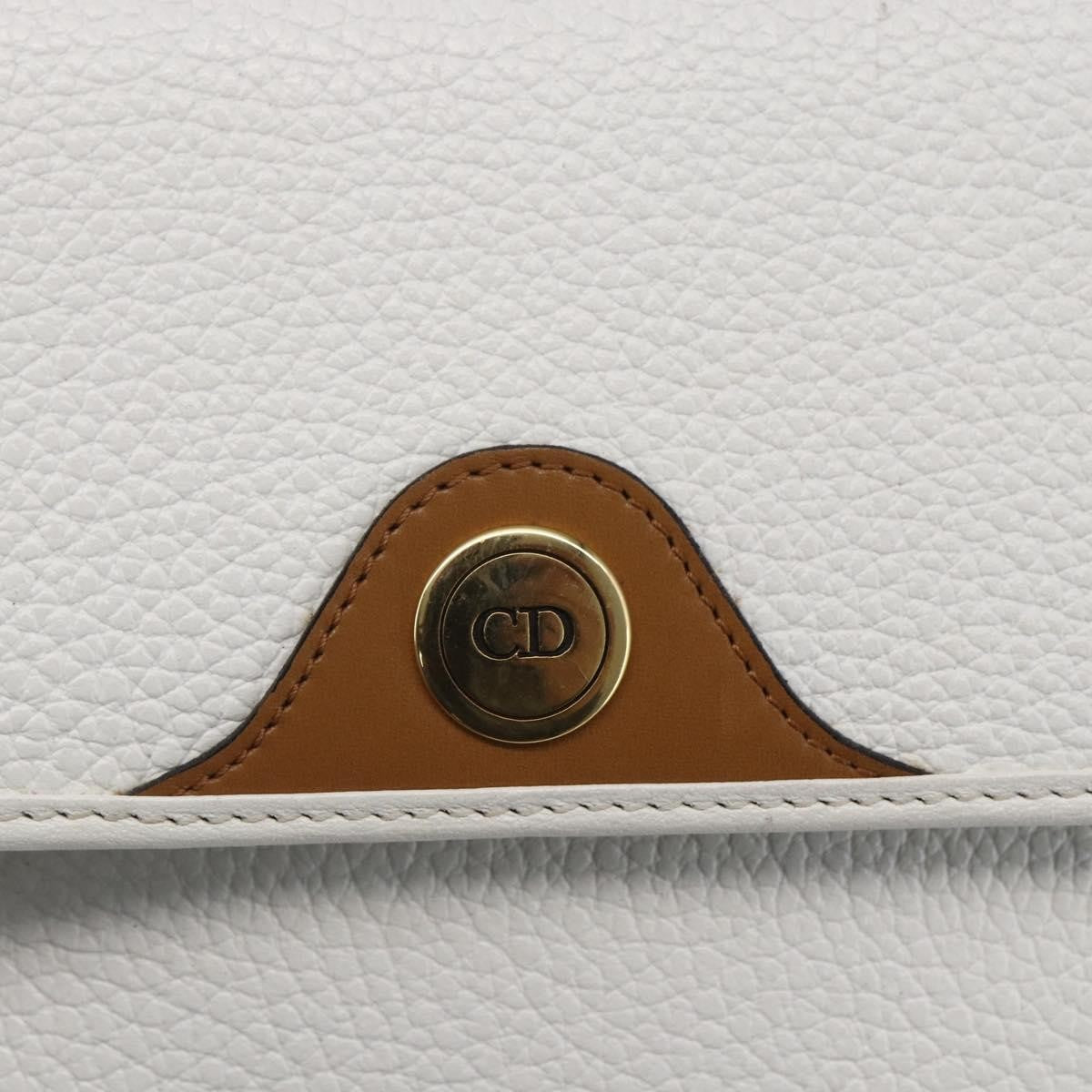 Christian Dior Vintage CD Logo Shoulder Bag Leather, WHITE, LEATHER, Shoulder bag
