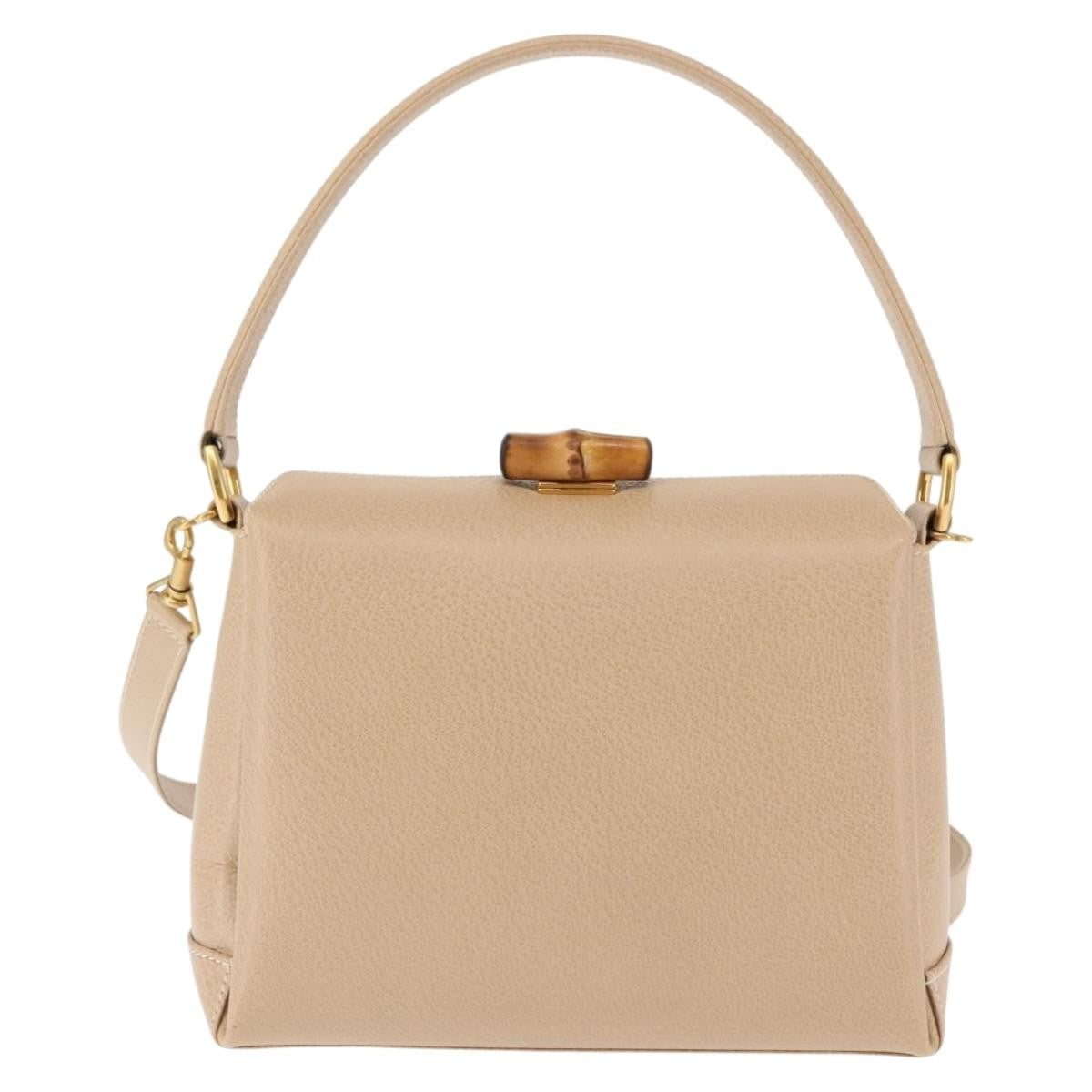 Gucci Vintage Convertible Bamboo Box Crossbody Bag Leather, BEIGE, LEATHER, Crossbody bag