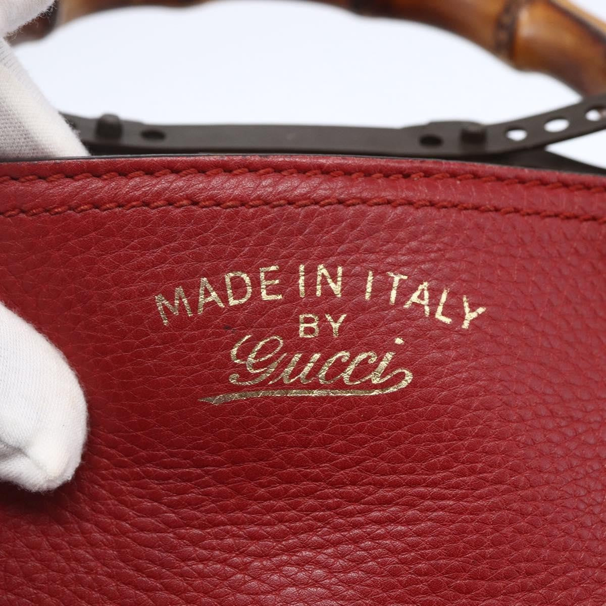 Gucci Bamboo Shopper Tote Leather, RED, LEATHER, Tote bag