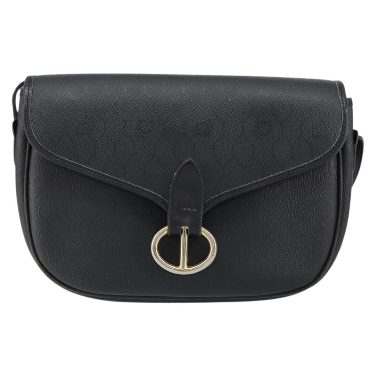 Christian Dior Vintage Honeycomb Flap Crossbody Bag Canvas and Leather, BLACK, CANVAS, Shoulder bag