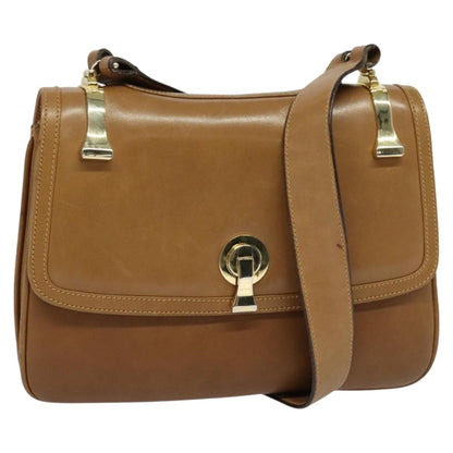 Gucci Vintage Flap Crossbody Bag Leather, BROWN, LEATHER, Shoulder bag