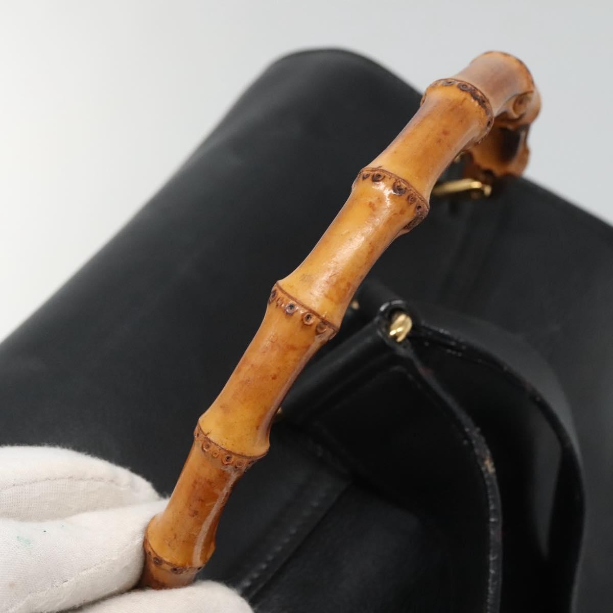 Gucci Vintage Bamboo Backpack Leather, BLACK, LEATHER, Backpack