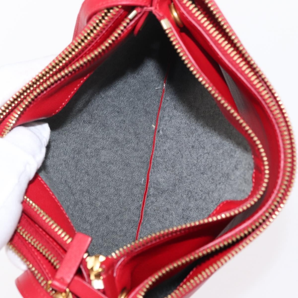 Celine Trio Crossbody Bag Leather, RED, LEATHER, Shoulder bag