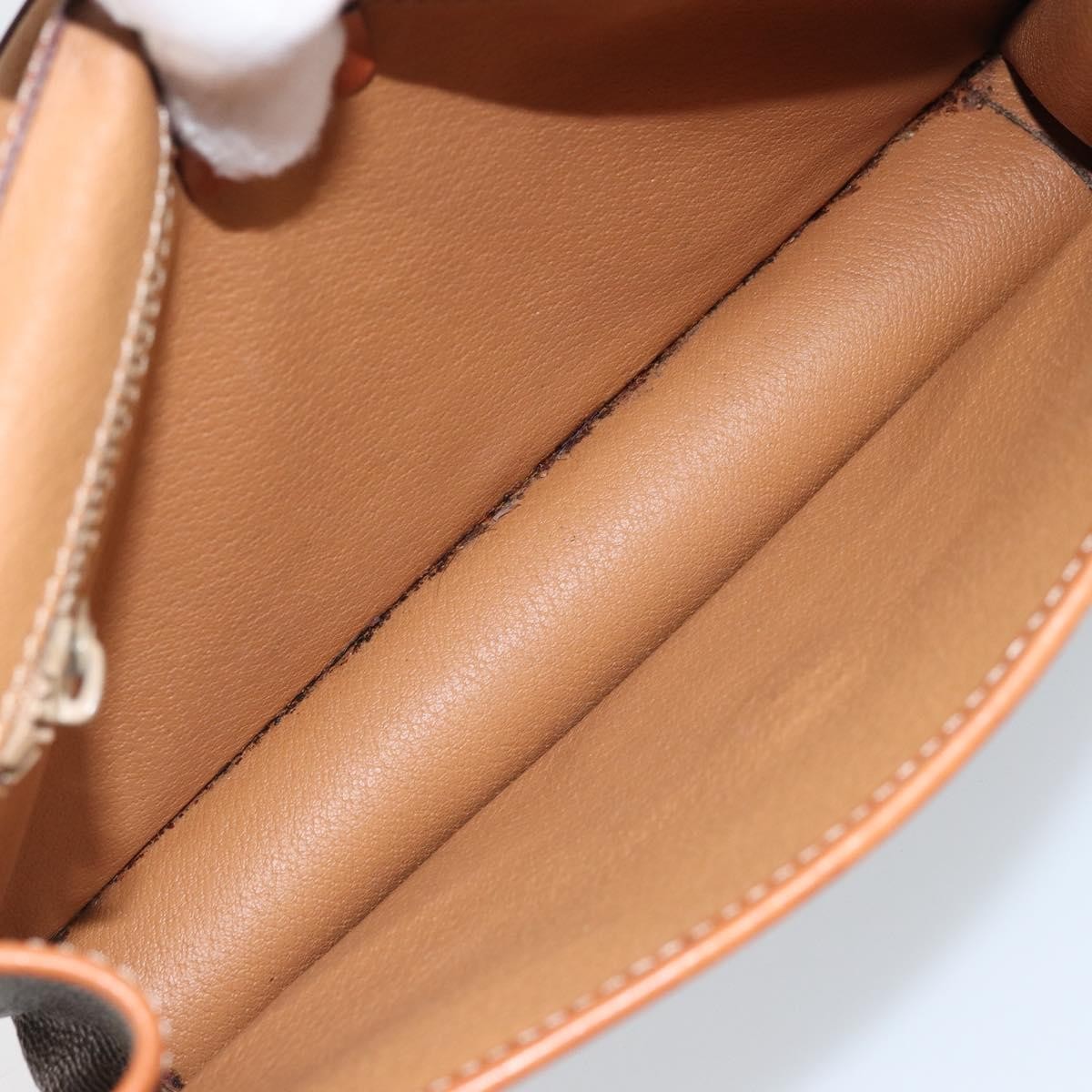 Celine Vintage Macadam Circle Logo Shoulder Bag Canvas and Leather, Brown, Canvas, Shoulder Bag