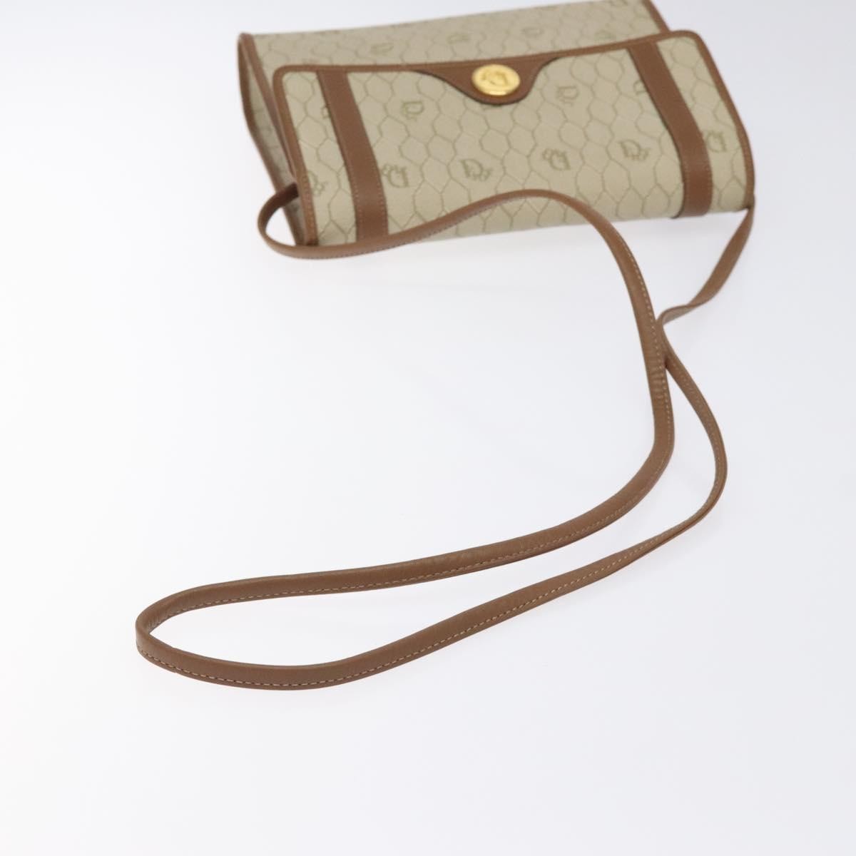 Christian Dior Vintage Honeycomb Flap Crossbody Bag Coated Canvas, BEIGE, CANVAS, Crossbody bag