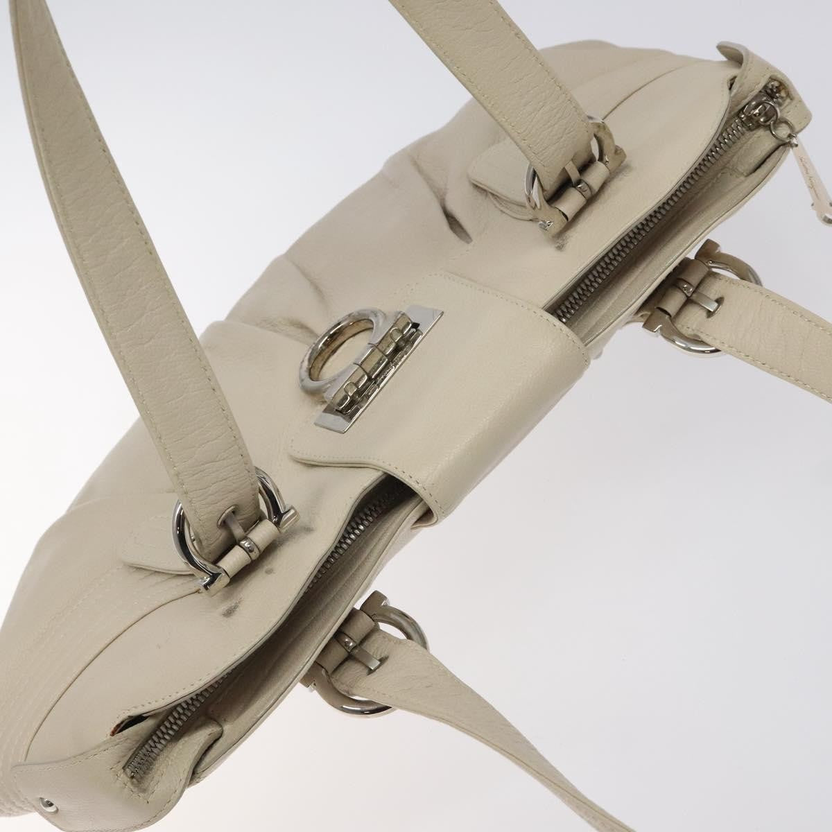 Salvatore Ferragamo Gancini handbag Leather, WHITE, LEATHER, Handbag