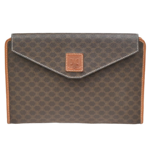 Celine Macadam Pochette Classic, BROWN, LEATHER, Clutche & pouche