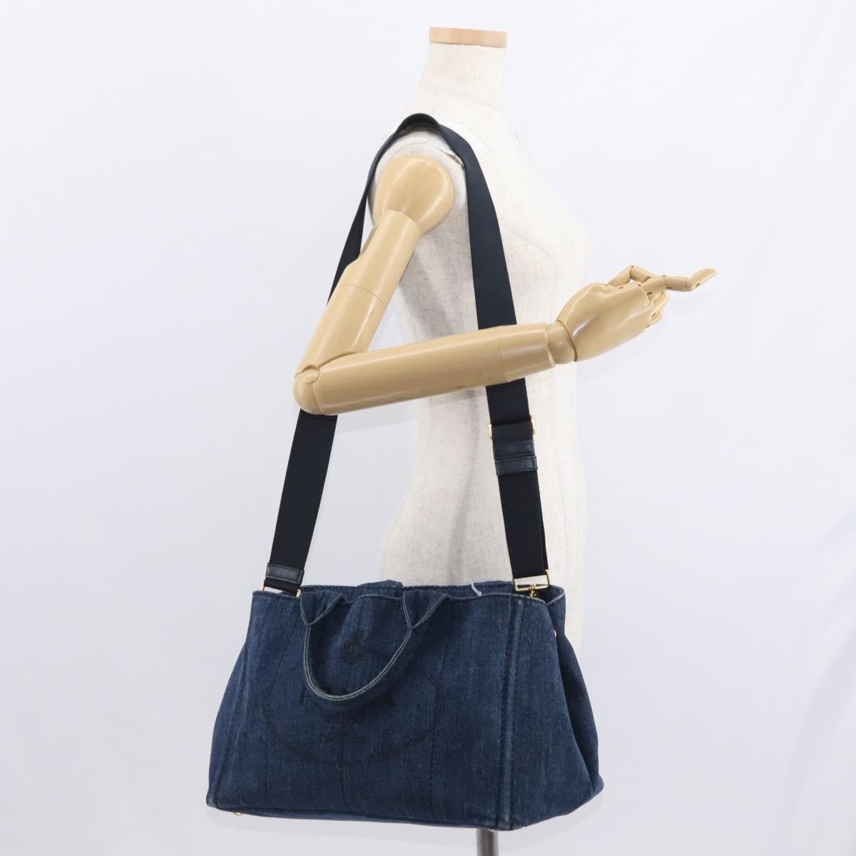 Prada Canapa Open Tote Canvas, BLUE, CANVAS, Tote bag