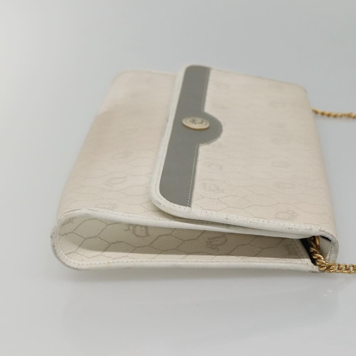 Christian Dior Vintage Honeycomb chain Canvas, WHITE, CANVAS, Handbag