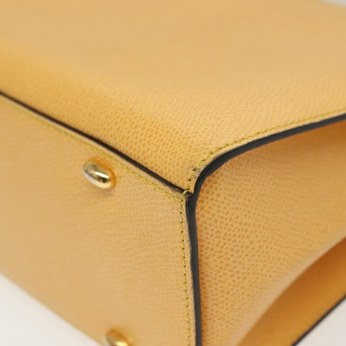 Celine Vintage Convertible Turnlock Top Handle Bag Leather, YELLOW, LEATHER, Handbag