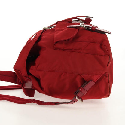 Prada Vela Double Front Pocket Backpack Tessuto with Saffiano Leather, RED, NYLON, Backpack