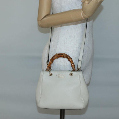 Gucci Bamboo shopper bag Leather, WHITE, LEATHER, Handbag