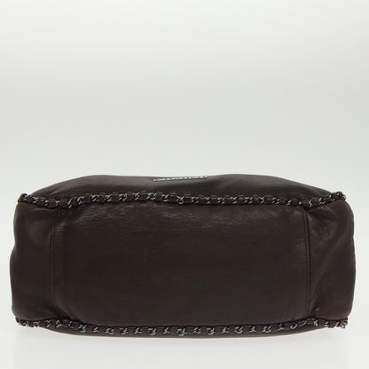 Chanel Vintage Chain Around Shoulder Bag Leather, BROWN, LEATHER, Shoulder bag