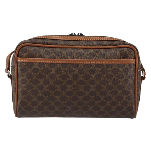 Celine Vintage Macadam Shoulder Bag Canvas and Leather, BROWN, CANVAS, Shoulder bag