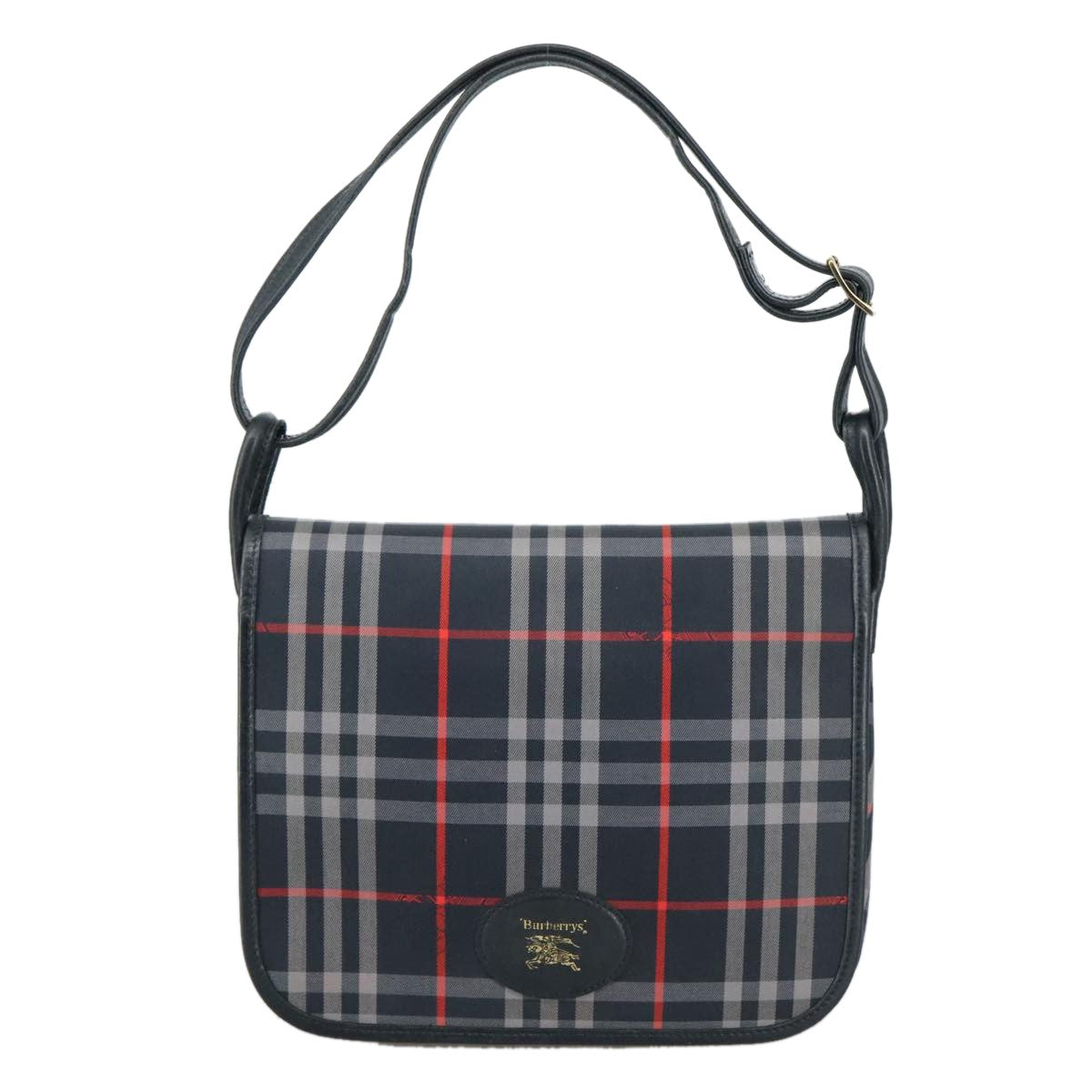 Burberry Nova Check Tote Leather, NAVY, CANVAS, Tote bag