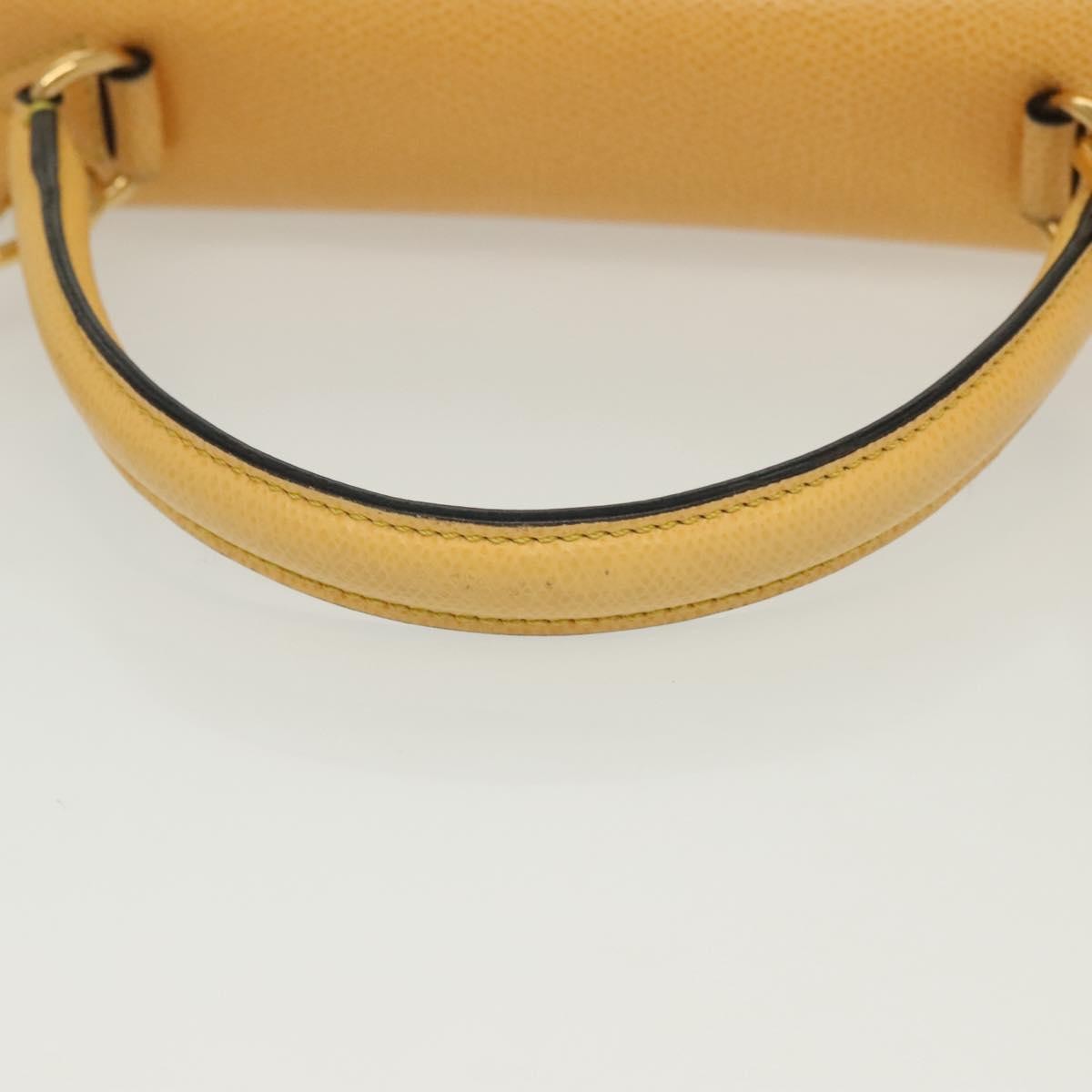 Celine Vintage Convertible Turnlock Top Handle Bag Leather, YELLOW, LEATHER, Handbag