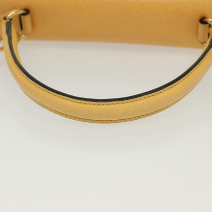 Celine Vintage Convertible Turnlock Top Handle Bag Leather, YELLOW, LEATHER, Handbag