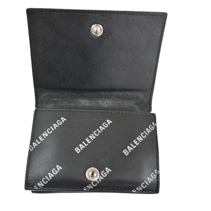 Balenciaga Trifold Wallet Leather, BLACK, LEATHER, Wallets