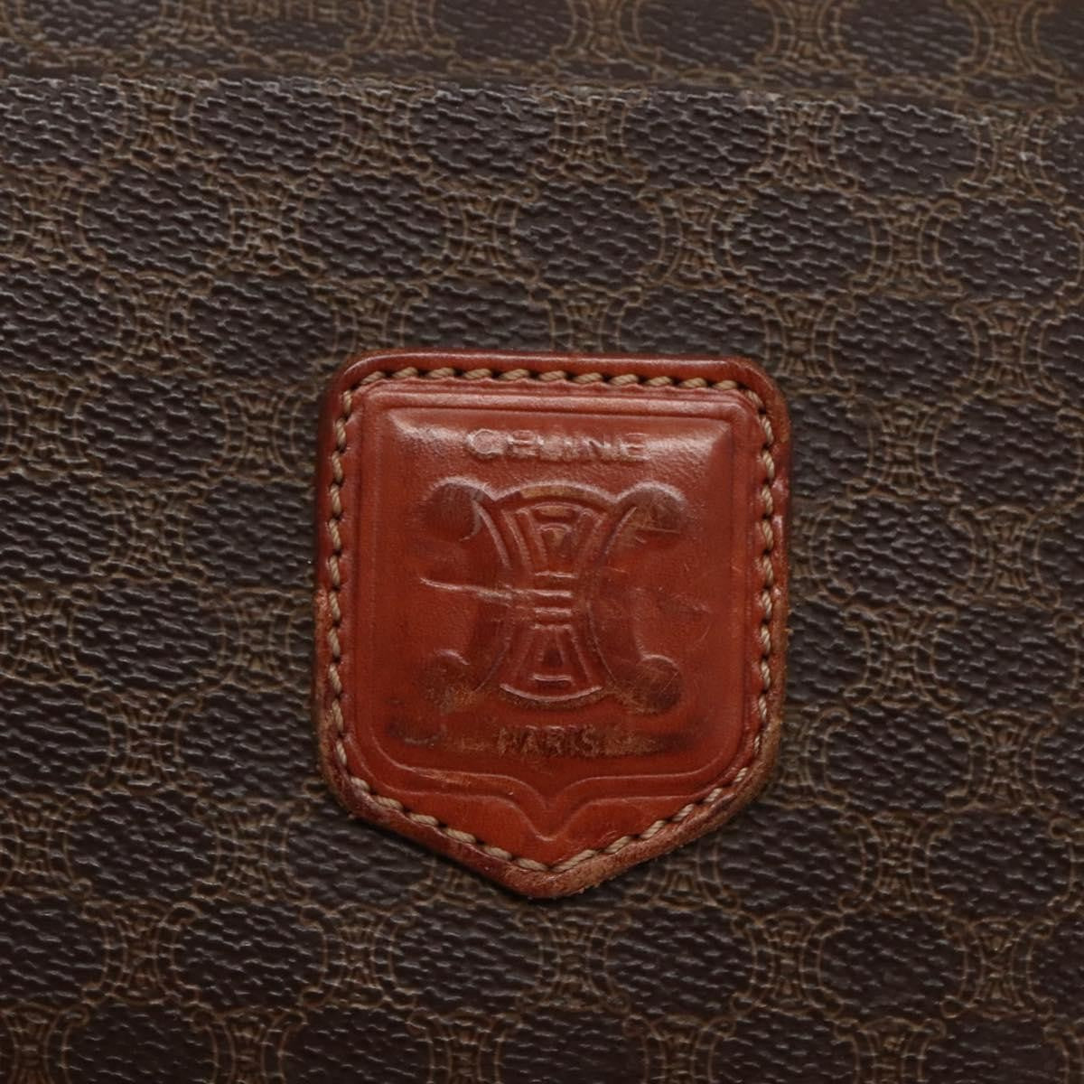 Celine Vintage Macadam Shopper Tote Coated Canvas, BROWN, CANVAS, Tote bag