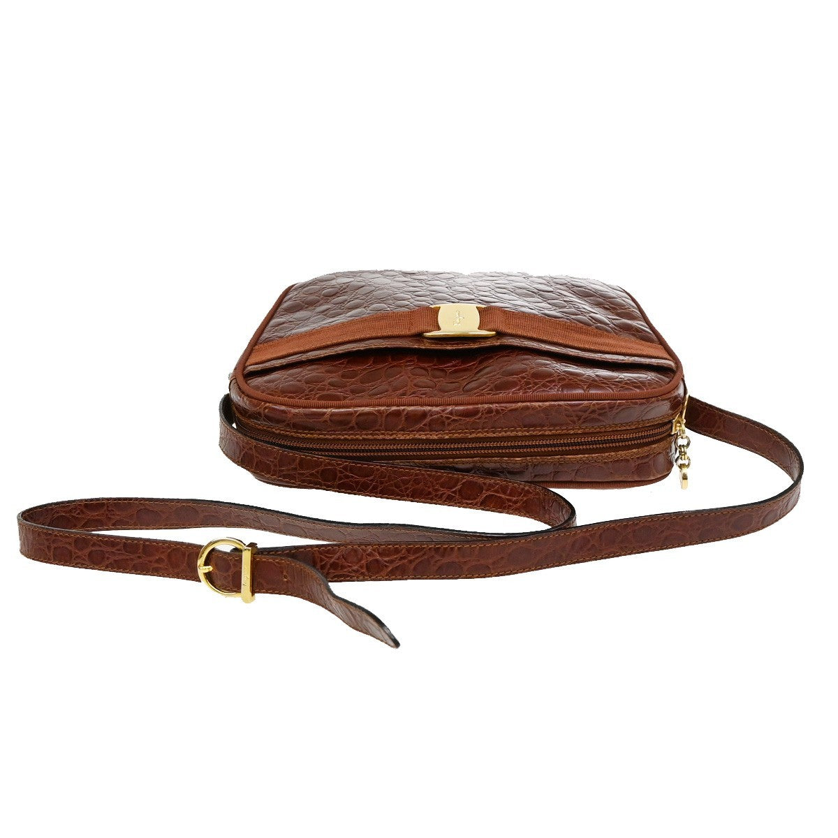 Salvatore Ferragamo Vala Shoulder Bag Leather, BROWN, LEATHER, Shoulder bag