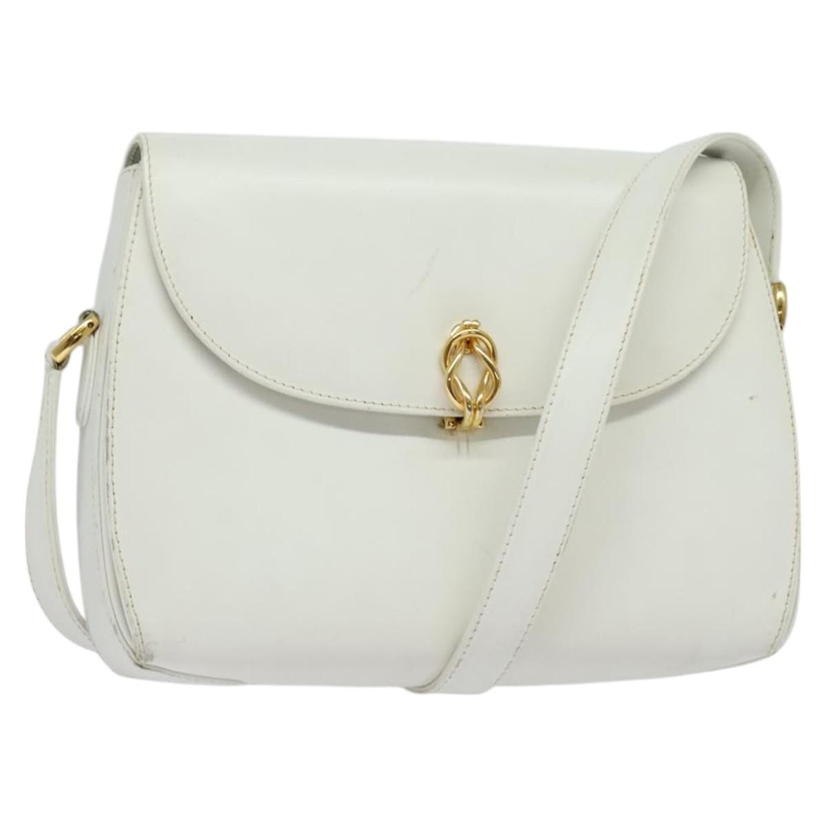 Gucci Vintage Flap Crossbody Bag Leather, WHITE, LEATHER, Shoulder bag