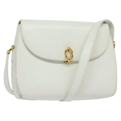 Gucci Vintage Flap Crossbody Bag Leather, WHITE, LEATHER, Shoulder bag