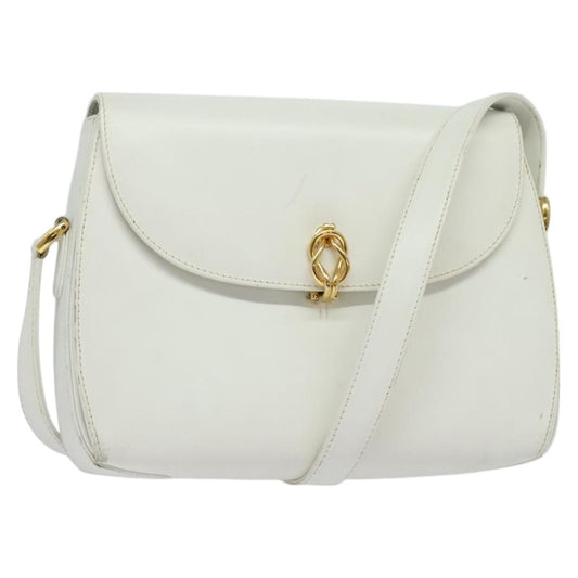 Gucci Vintage Flap Crossbody Bag Leather, WHITE, LEATHER, Shoulder bag