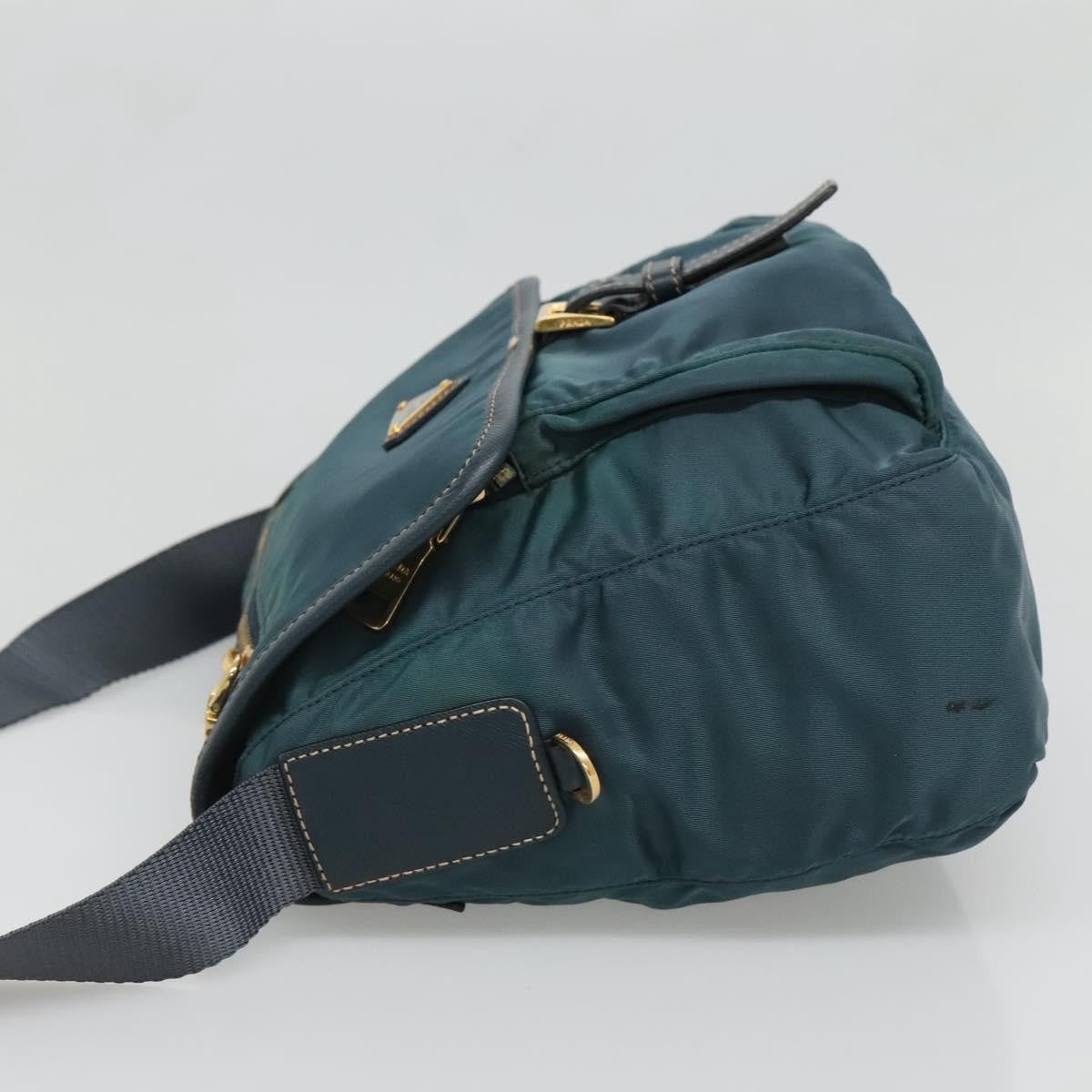 Prada Buckle Messenger Bag Tessuto, GREEN, NYLON, Shoulder bag