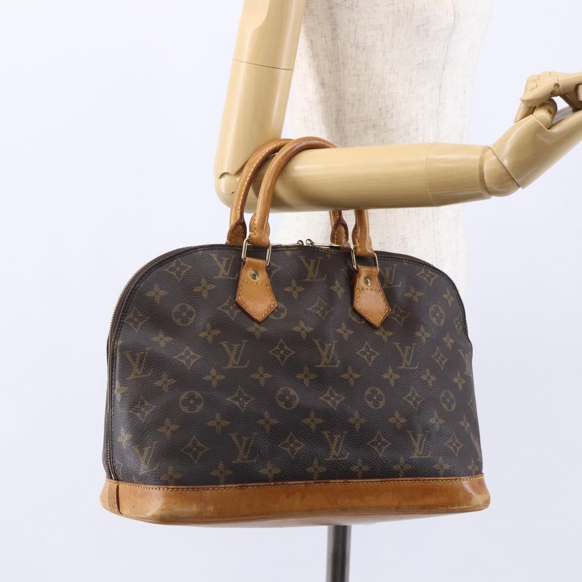 Louis Vuitton Vintage Alma Handbag Monogram Canvas, BROWN, CANVAS, Handbag