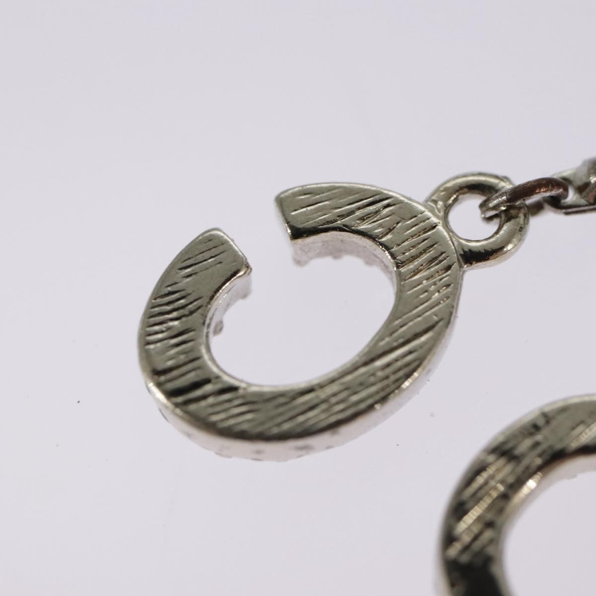 Christian Dior Bow CD Pendant Necklace Metal with Crystal, SILVER, METAL, Necklace