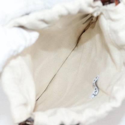 Loewe Anagram Drawstring Bucket Crossbody Bag Leather with Canvas, BEIGE, LEATHER, Crossbody bag