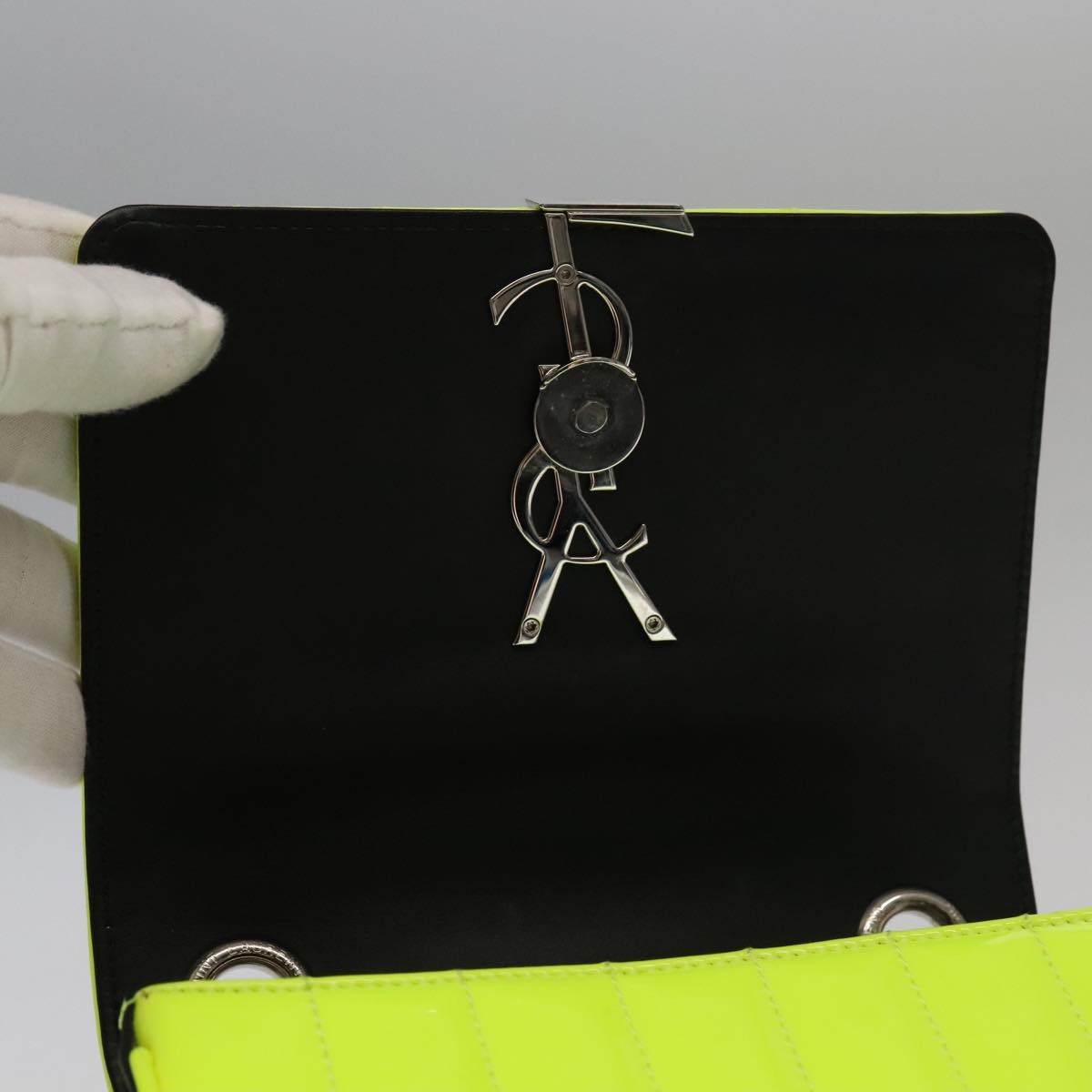 Saint Laurent Vicky Crossbody Bag Vertical Quilted Patent, YELLOW, PATENT_LEATHER, Crossbody bag