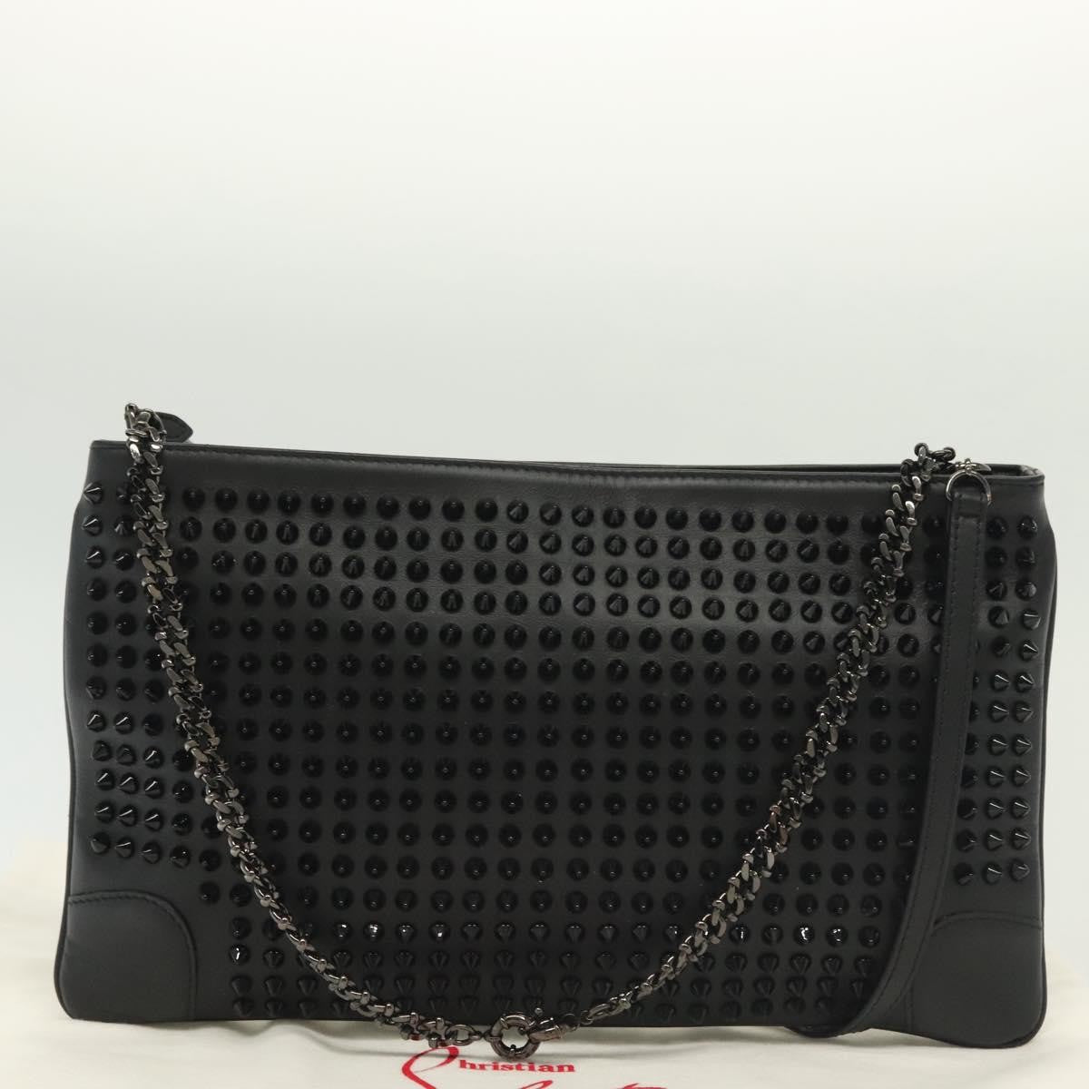Christian Louboutin Loubiclutch Spiked Leather, BLACK, LEATHER, Shoulder bag