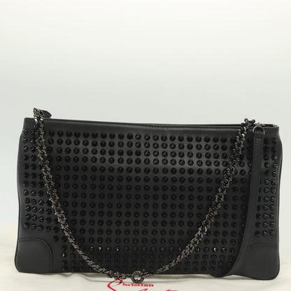 Christian Louboutin Loubiclutch Spiked Leather, BLACK, LEATHER, Shoulder bag