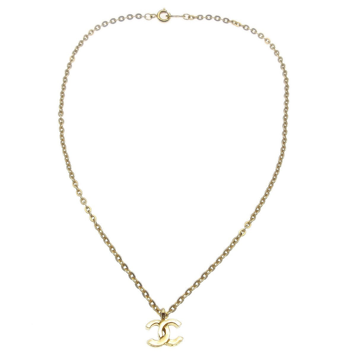 Chanel Vintage CC Pendent Necklace Plated Metal, GOLD, GOLD_PLATED, Necklace