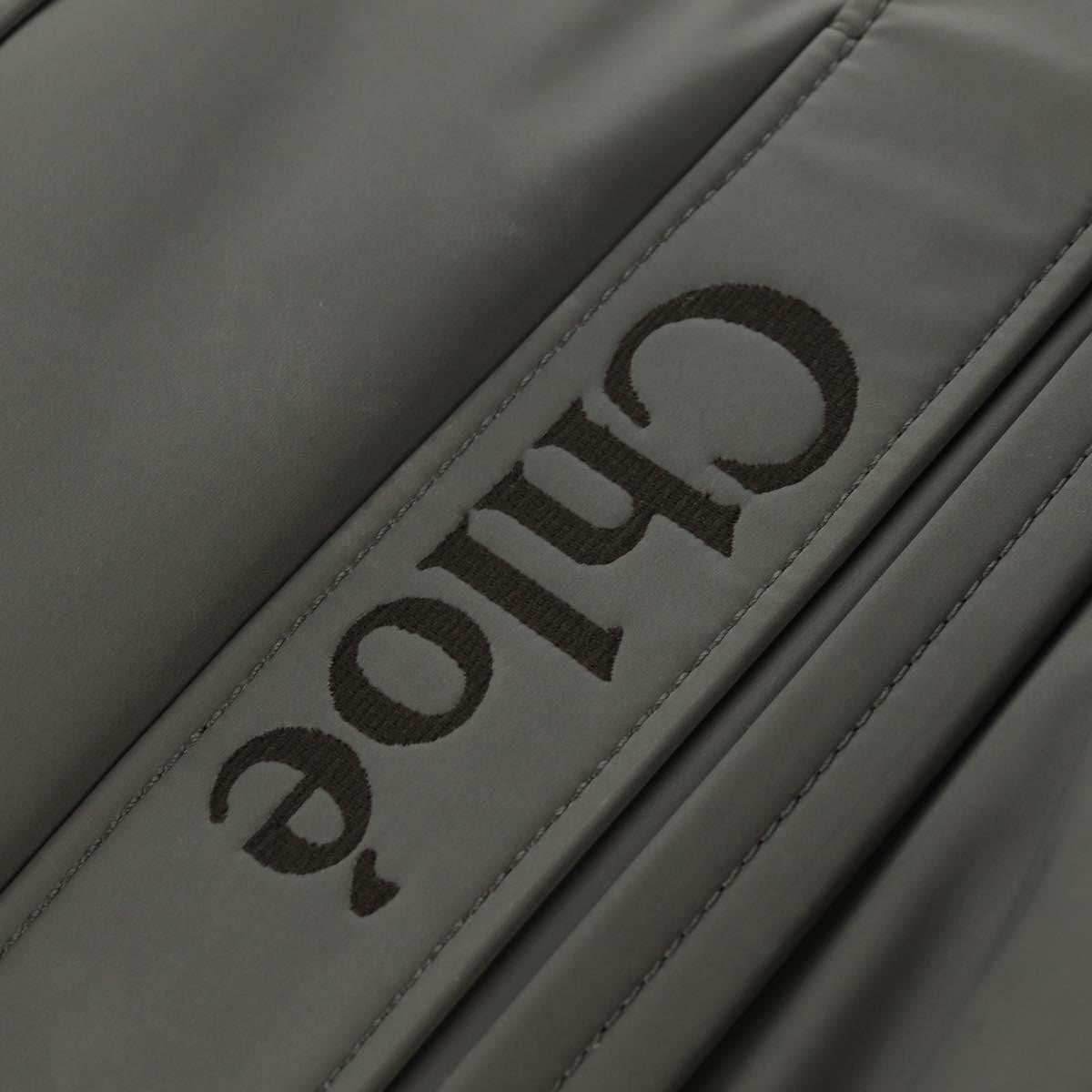 Chloe Woody Tote Recycled Nylon, GRAY, NYLON, Tote bag