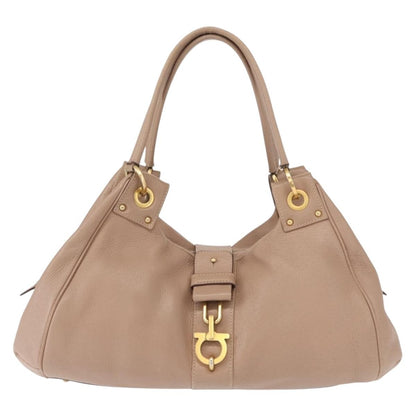 Salvatore Ferragamo Gancini handbag Leather, BEIGE, LEATHER, Handbag