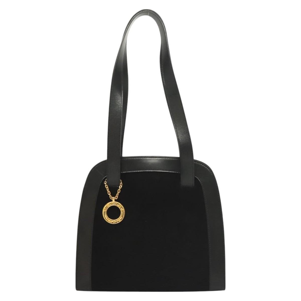 Celine Shoulder Bag Suede and leather, BLACK, SUEDE, Shoulder bag