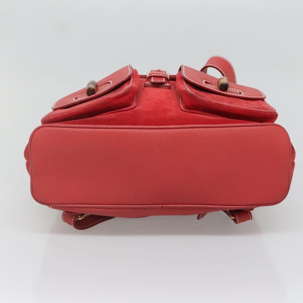 Gucci Bamboo Tassel Backpack Suede, RED, SUEDE, Backpack