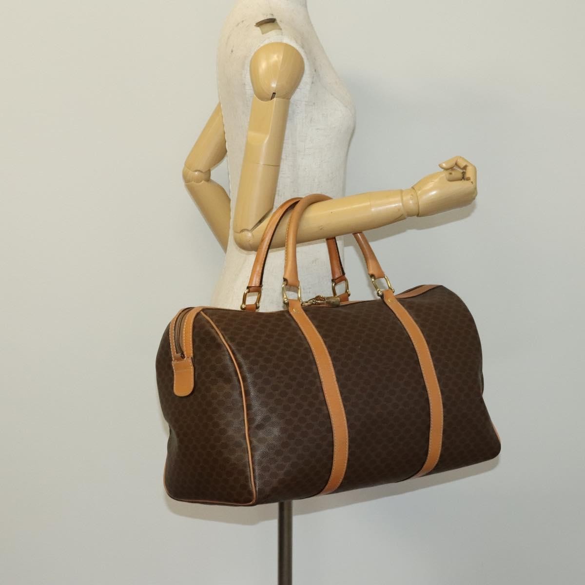 Celine Macadam Handbag Macadam with leather, BROWN, CANVAS, Handbag