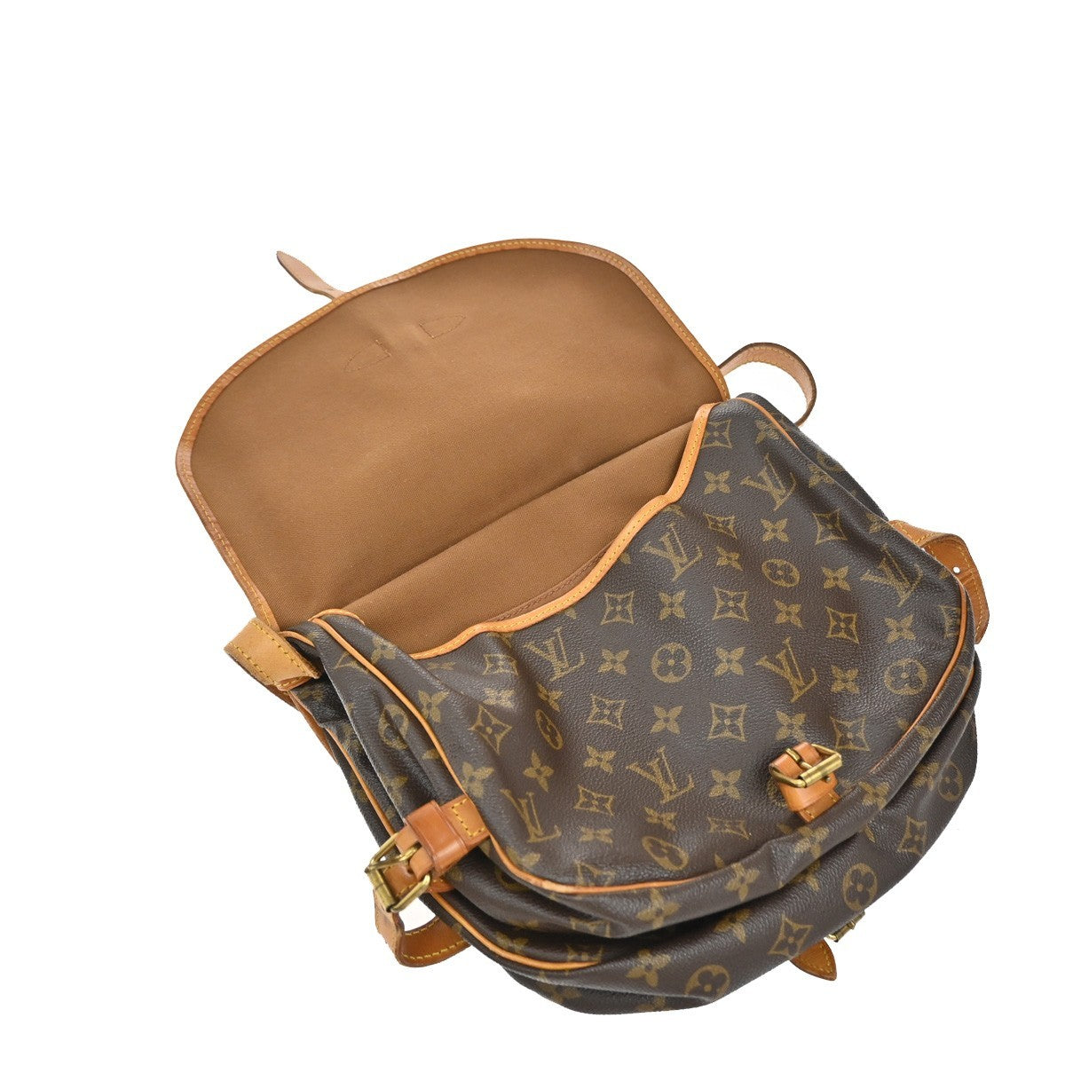 Louis Vuitton Saumur Handbag Monogram Canvas, BROWN, CANVAS, Shoulder bag