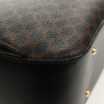 Celine Vintage Convertible Top Handle Bag Macadam Coated Canvas, BROWN, PVC, Handbag