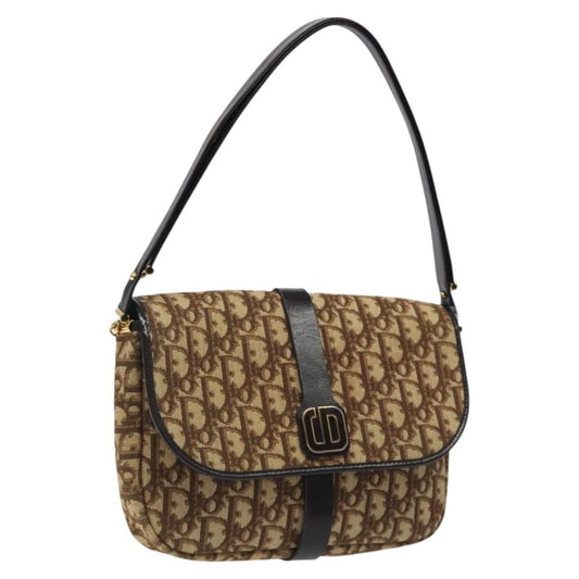 Christian Dior Vintage CD Flap Shoulder Bag Canvas, BROWN, CANVAS, Shoulder bag