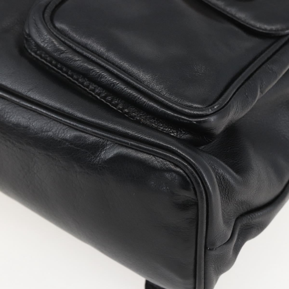 Gucci Vintage Bamboo Backpack Leather, BLACK, LEATHER, Backpack