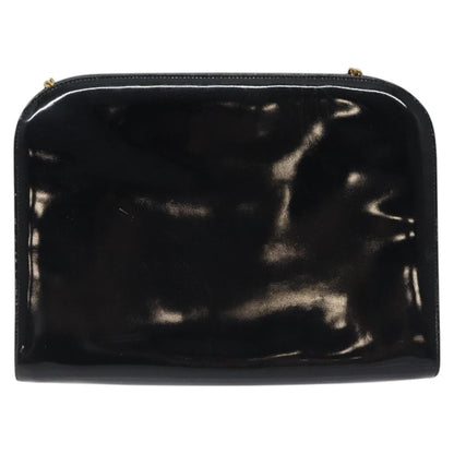 Salvatore Ferragamo Vintage Gancini Chain Shoulder Bag Leather, BLACK, PATENT_LEATHER, Shoulder bag