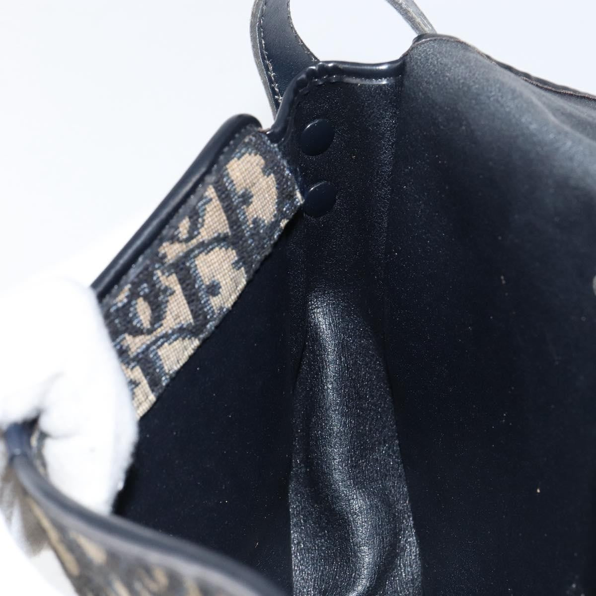 Christian Dior Vintage Trotter Shoulder Bag Canvas, NAVY, CANVAS, Shoulder bag