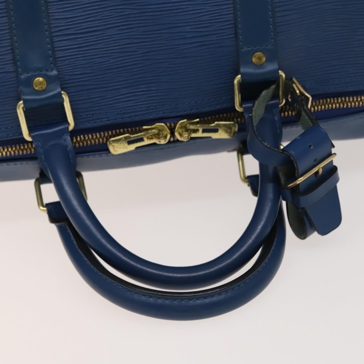 Louis Vuitton Keepall Bag Epi Leather, BLUE, LEATHER, Travel bag